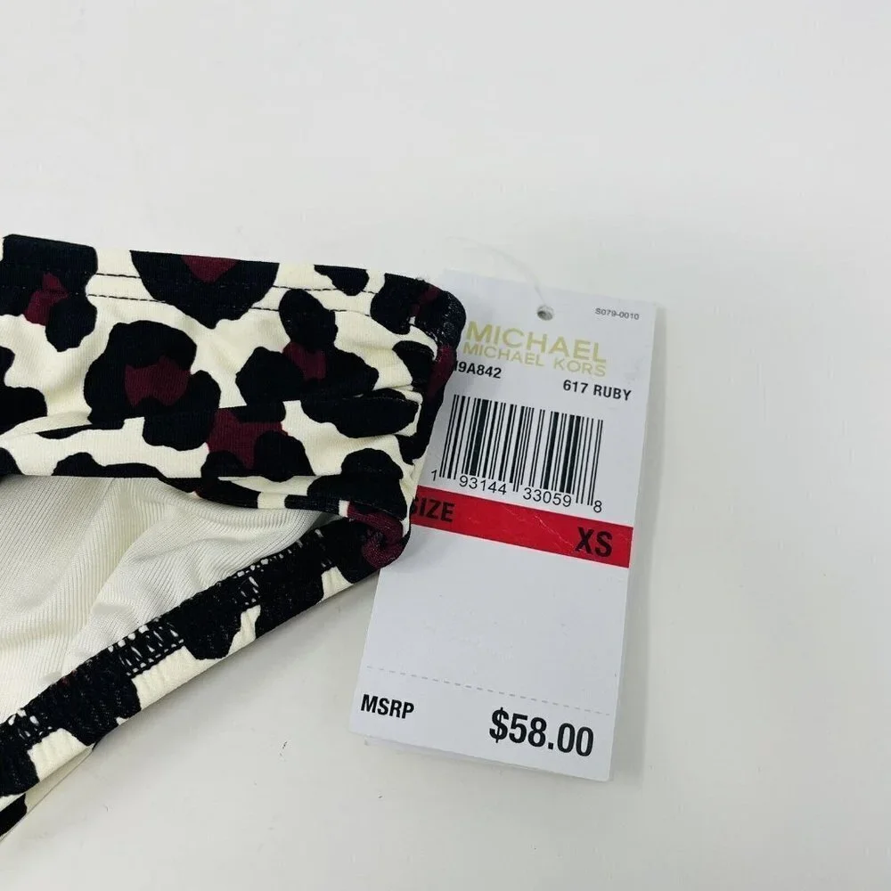 MICHAEL Michael Kors Womens XS Animal Print Logo Ring-Detail Swim‎ Bottoms 1426